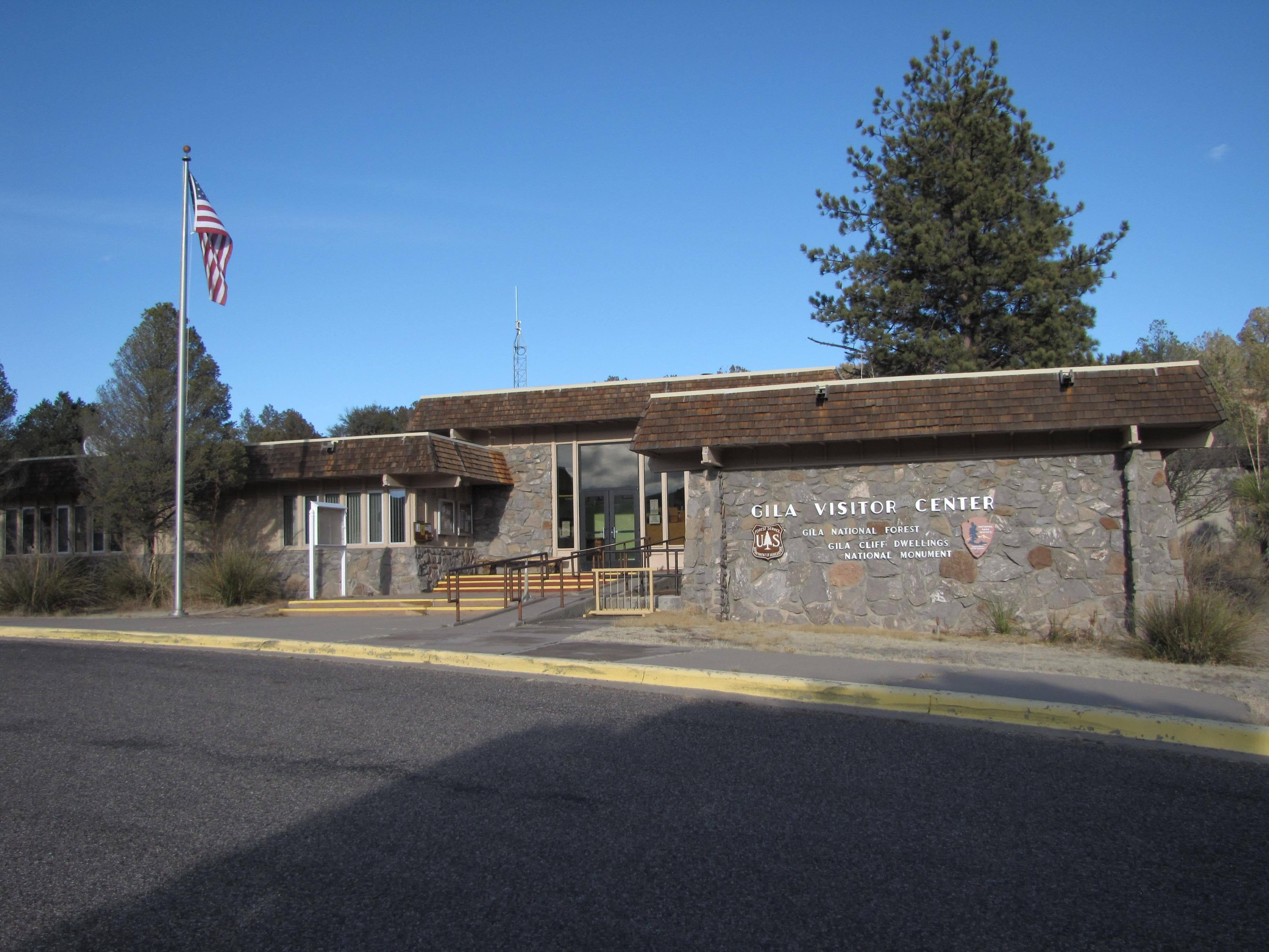 Visitor Center with American Flag