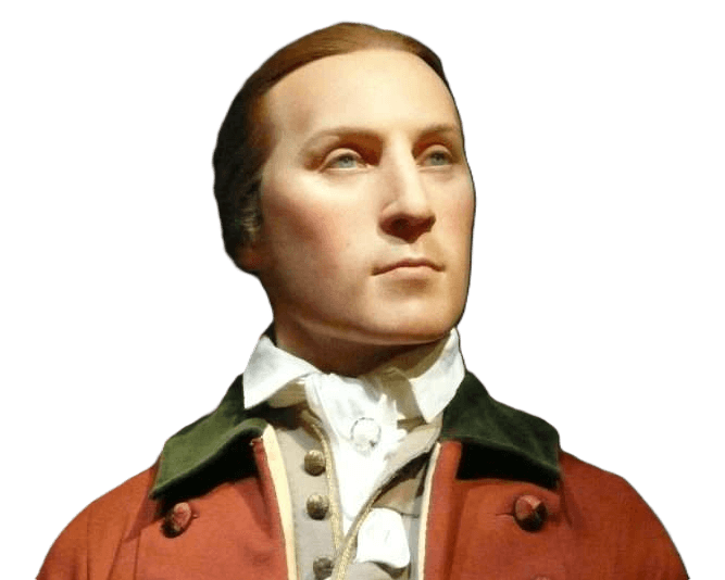 Image of a Caucasian male with a red coat gazing into the distance