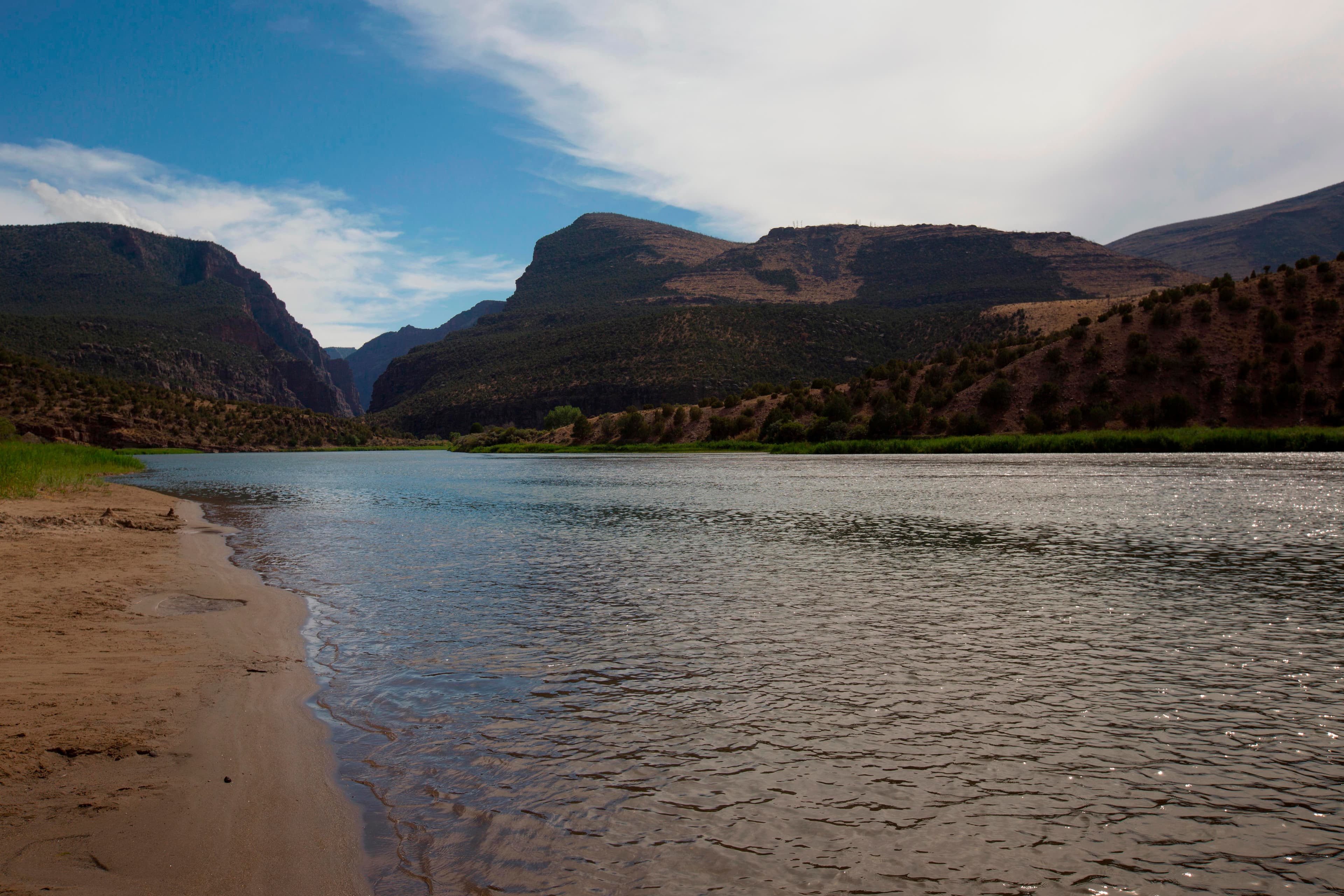 River flowing towards mountains