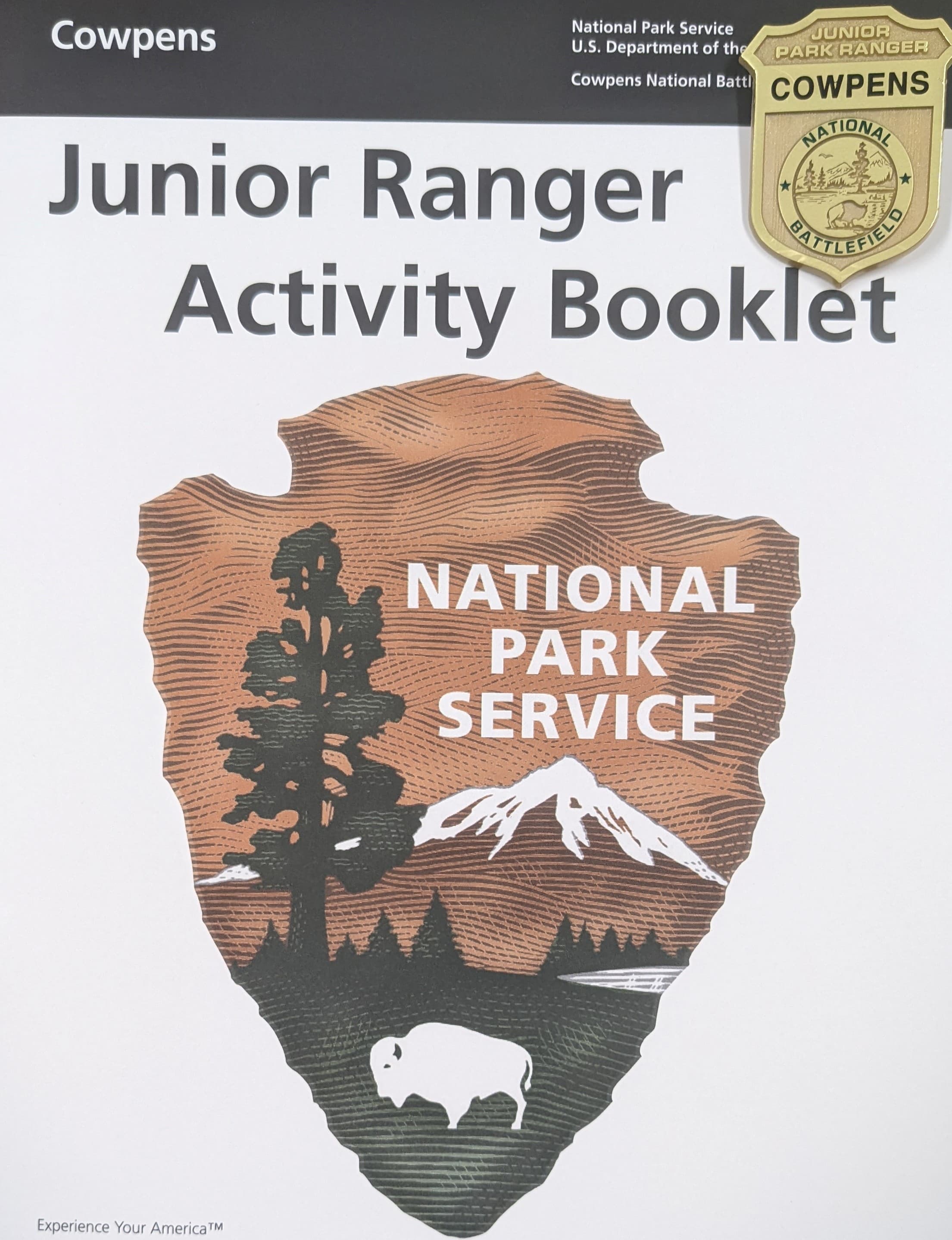 Cowpens Jr. Ranger booklet and badge.