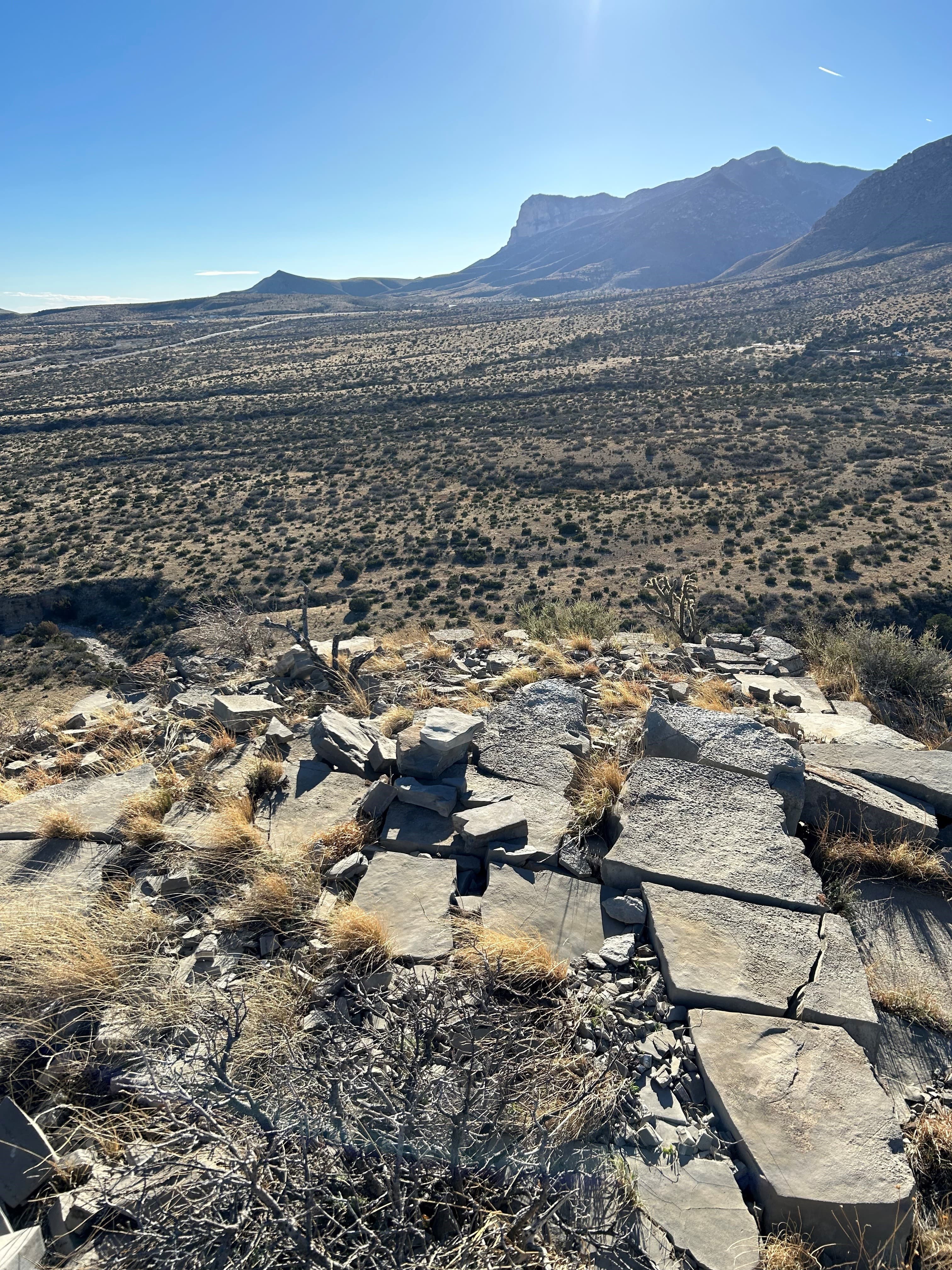 A view of Guadalupe and El Capitan peaks from an off-trail vantage point.