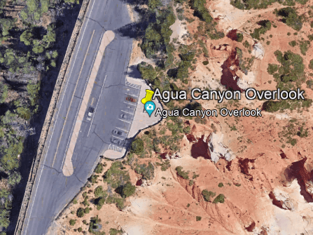 An aerial view of the Agua Canyon parking lot area.