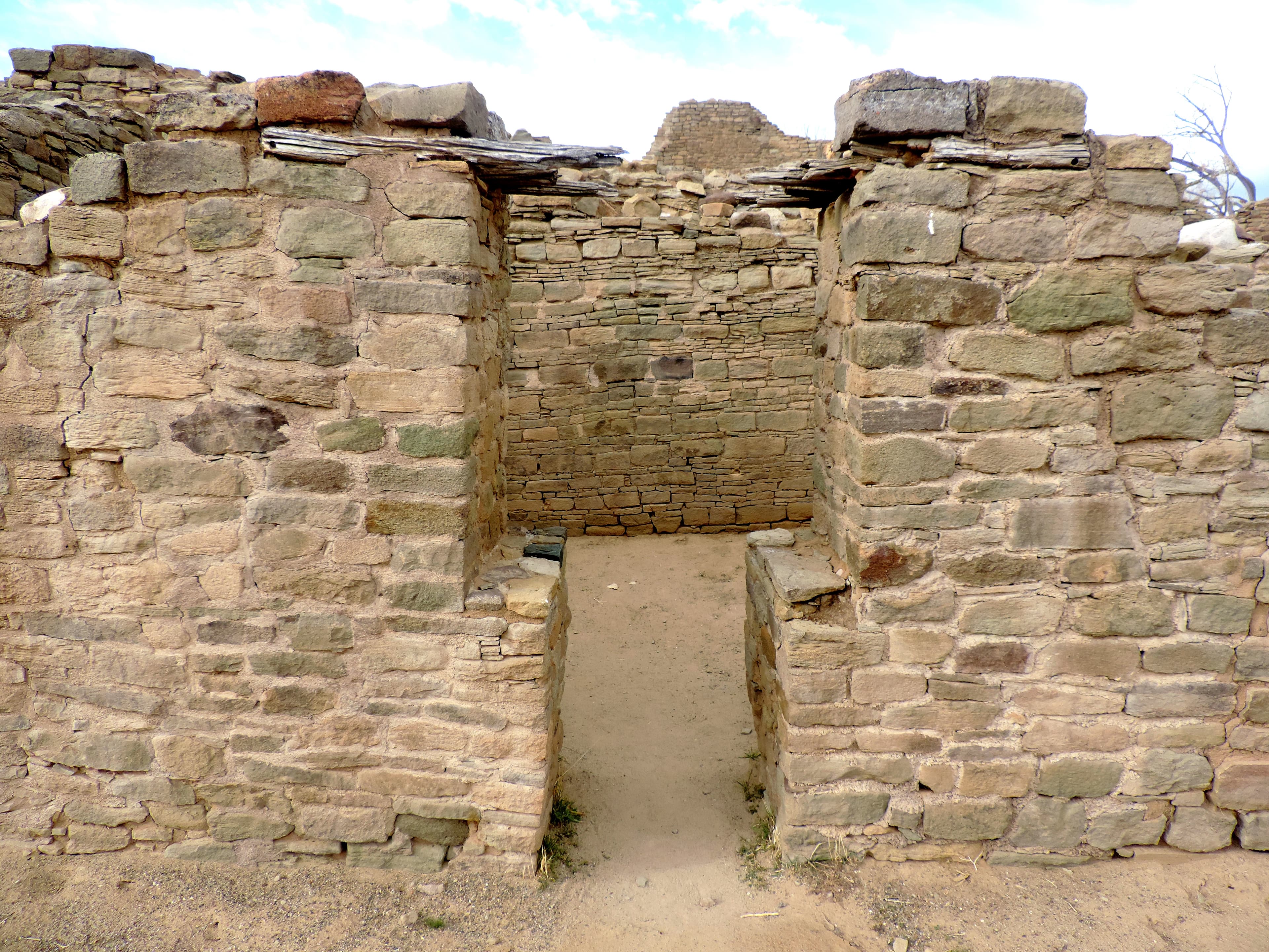 Original "T-shaped" doorway in stone ruins