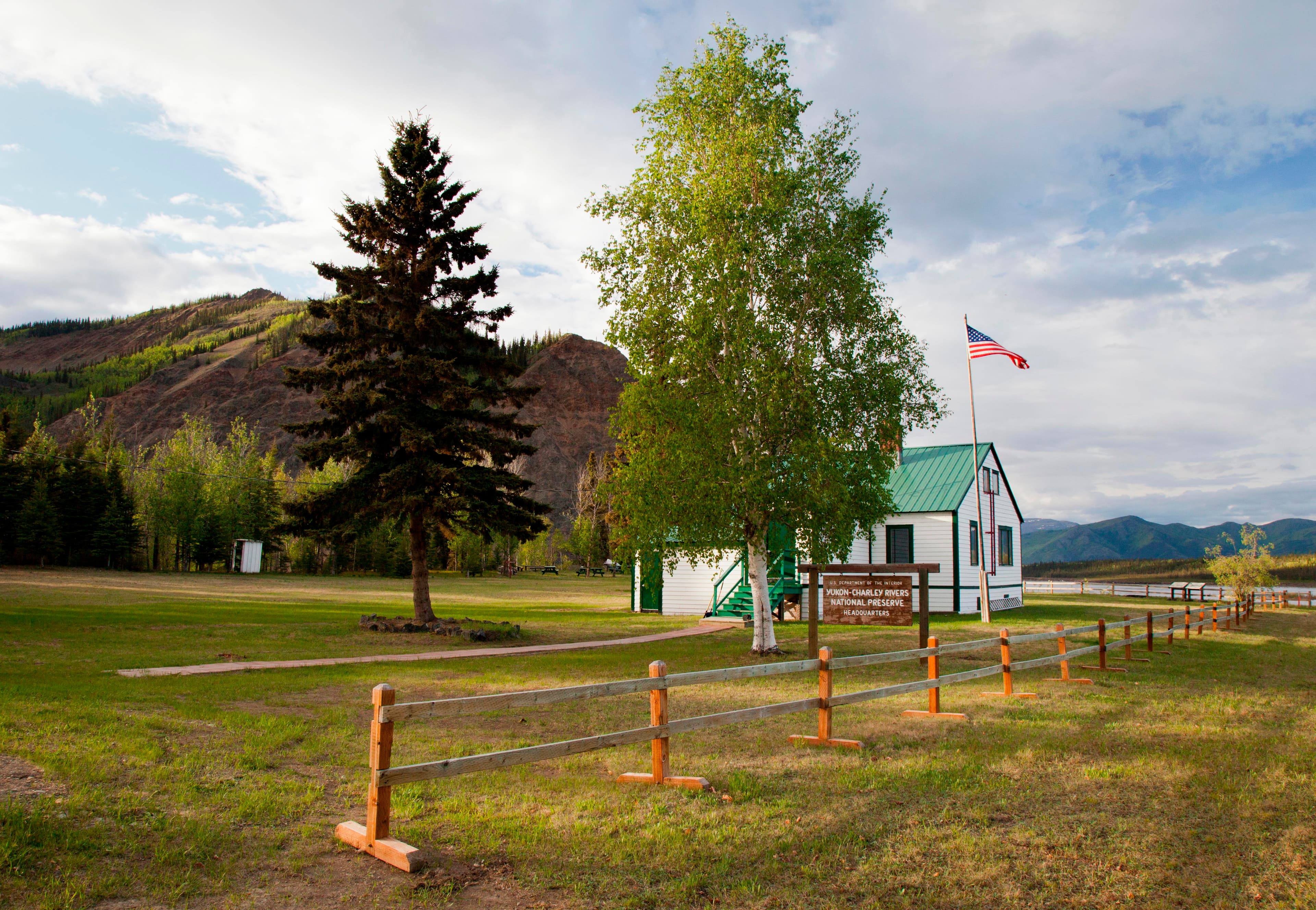 The Yukon-Charley Rivers Headquarters Office in Eagle, Alaska, on the bank of the Yukon River