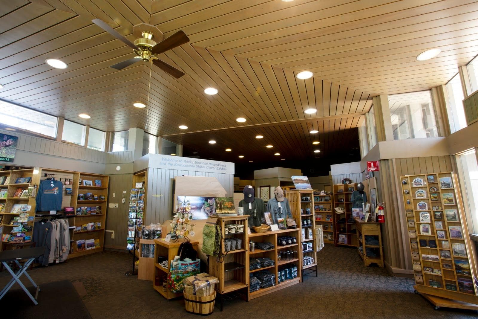shelves of gifts and books